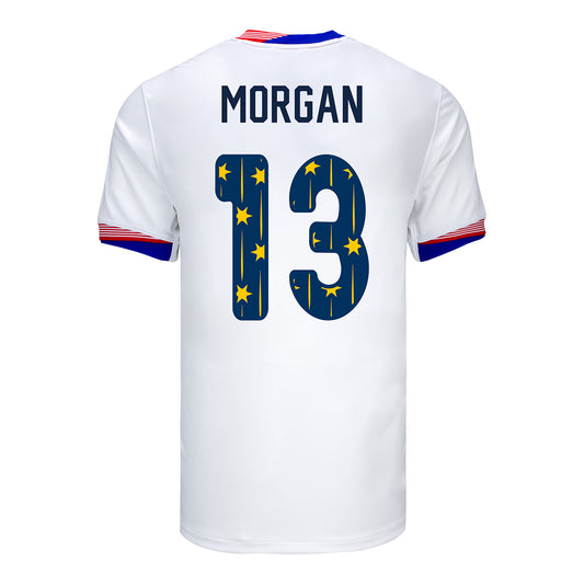Men's Nike USWNT 2024 SheBelieves Cup Home Morgan 13 Stadium Jersey - Back View