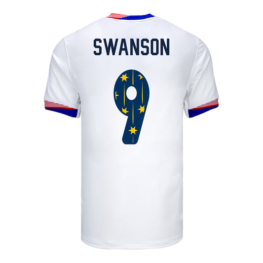 Men's Nike USWNT 2024 SheBelieves Cup Home Swanson 9 Stadium Jersey - Back View