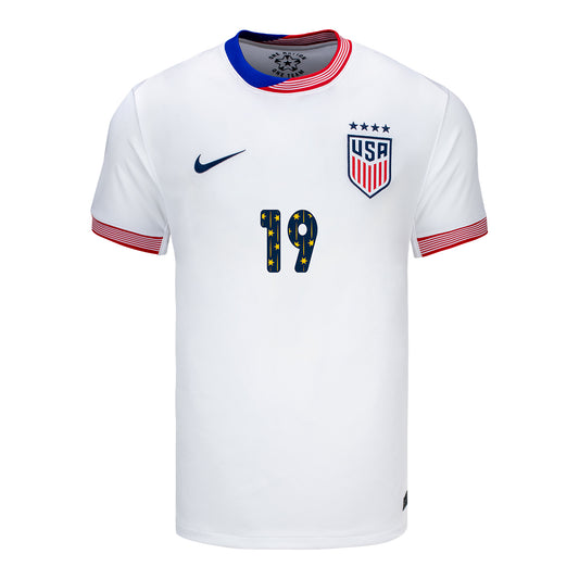 Men's Nike USWNT 2024 SheBelieves Cup Home Dunn 19 Stadium Jersey - Front View