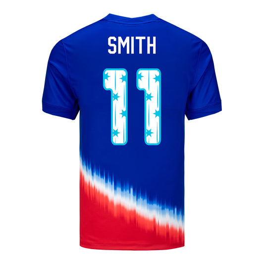 Men's Nike USWNT 2024 SheBelieves Cup Away Smith 11 Stadium Jersey - Back View