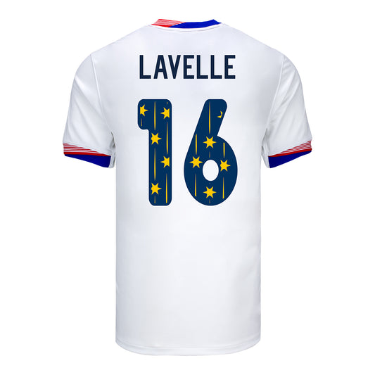 Men's Nike USWNT 2024 SheBelieves Cup Home Lavelle 16 Stadium Jersey - Back View